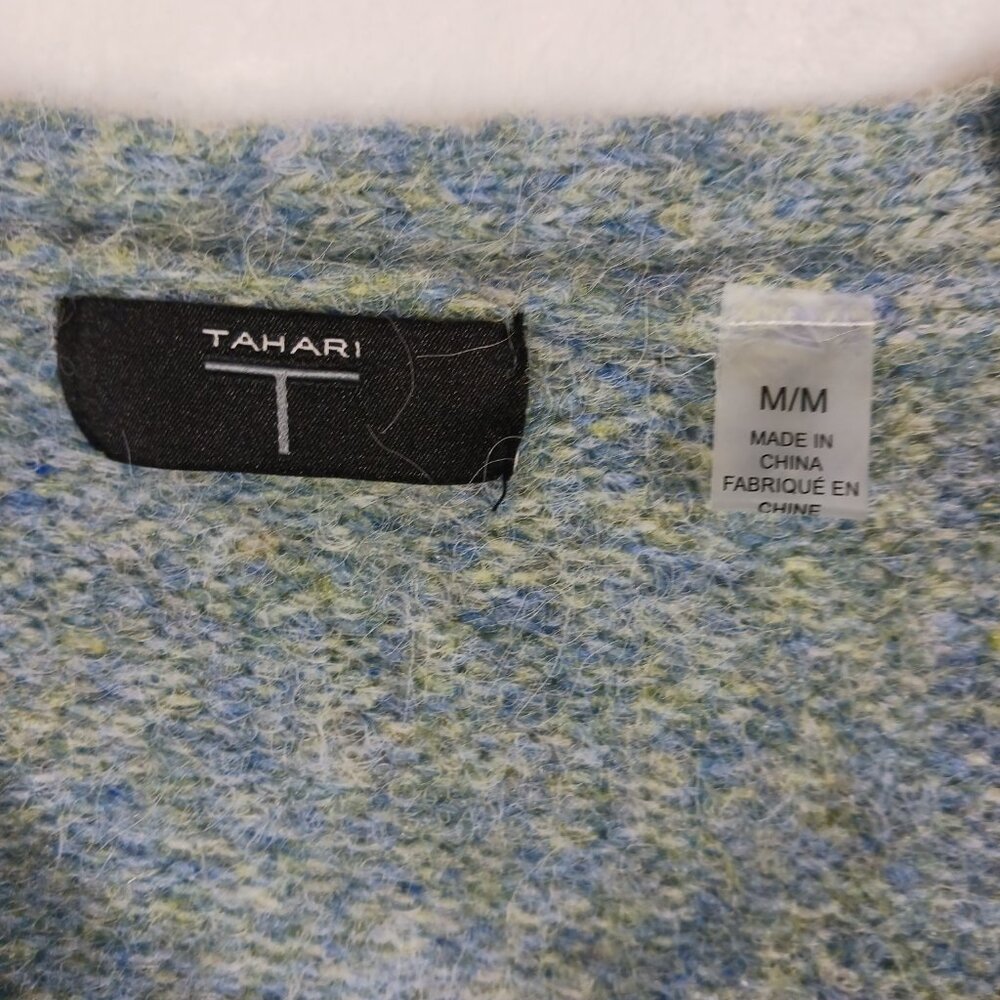 TAHARI,  Cropped Button Cardigan, Medium, Soft, Lightweight, Blue/Green Mix - Picture 2 of 16